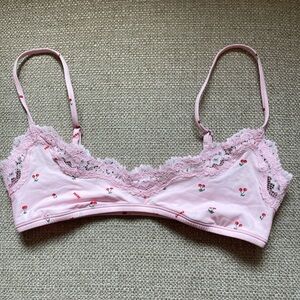 Skims Pink Lace Trim Bralette Small